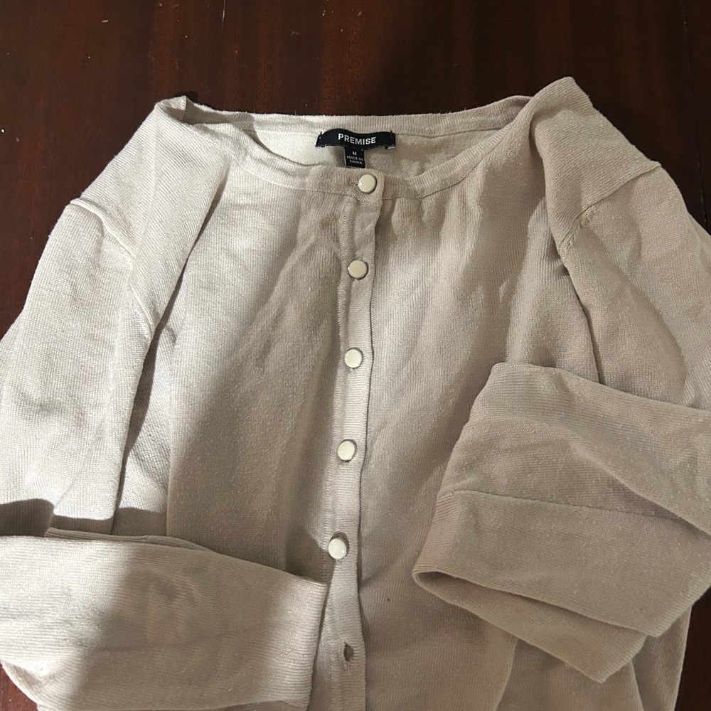PREMISE Beige Button-Up Cardigan